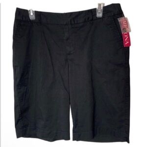 New Merona Bermuda Shorts Black Cotton Stretchy Pockets Longer Comfy Neutral 10